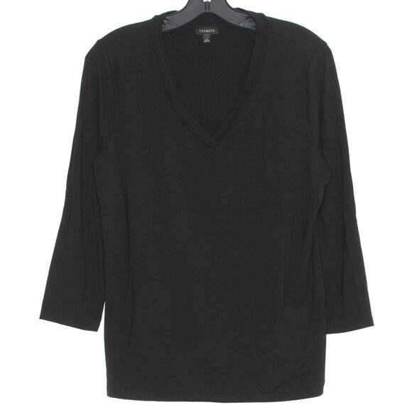 Talbots Womens Top V Neck 3/4 Sleeve Heavier Weight Career Black Size Large KQ - Picture 1 of 5